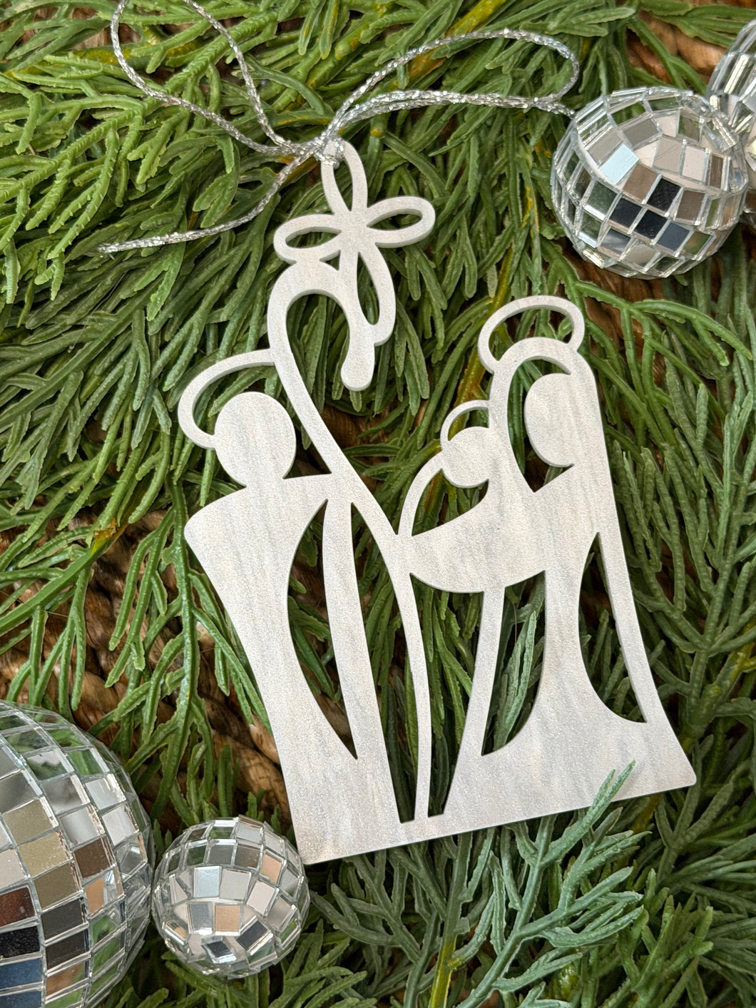 Minimalist Pearl Acrylic Nativity Ornament