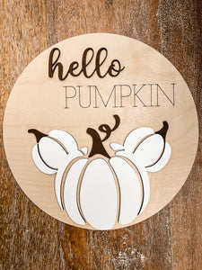 Mouse Inspired Pumpkin Sign w/stand