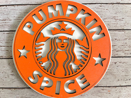 Starbuck's Inspired 6in Pumpkin Spice Sign w/stand
