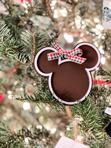 Gingerbread Mickey  & Minnie Head Ornaments