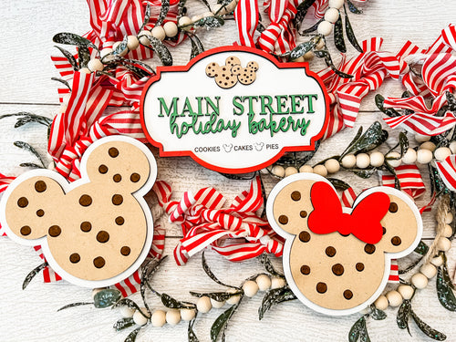 Mini Main Street Holiday Bakery Disney-Inspired Christmas sign & tiered tray cookies