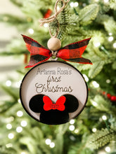 Load image into Gallery viewer, Mickey/Minnie Inspired Baby&#39;s First Christmas ornament