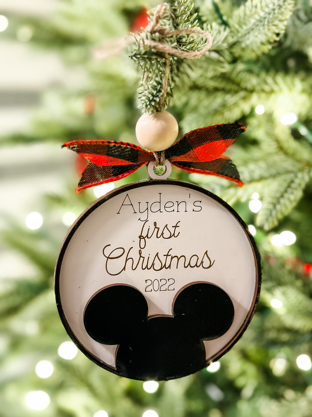 Mickey/Minnie Inspired Baby's First Christmas ornament