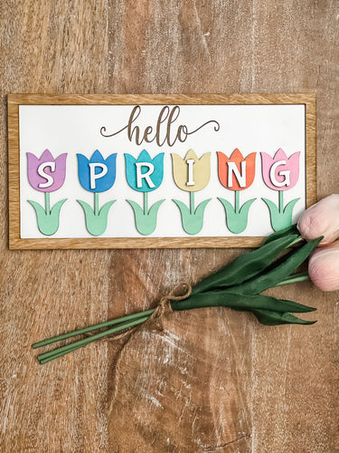 Hello Spring 3D Sign
