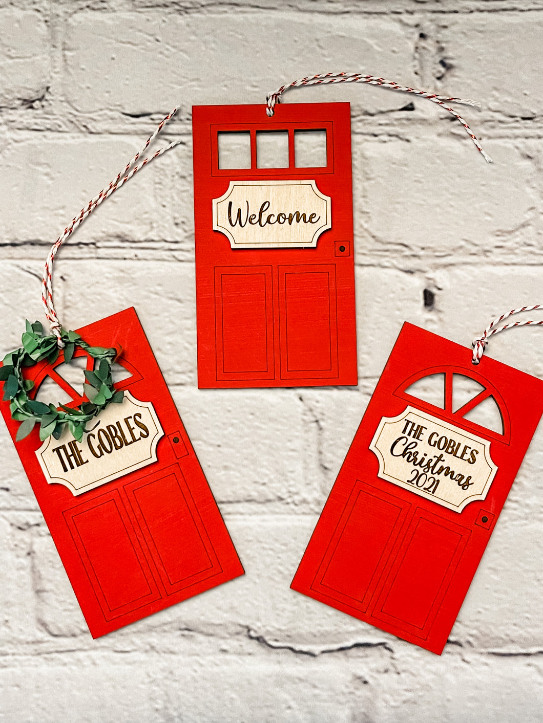 Personalized Red Door Christmas Ornament