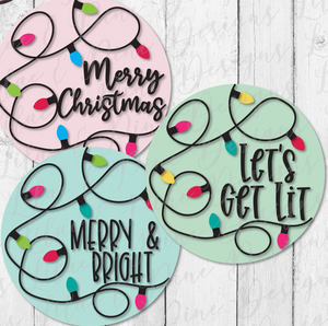 Christmas Lights Round Sign with stand