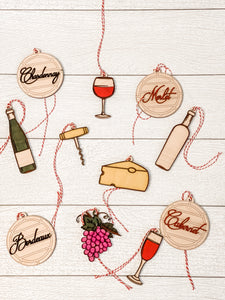 For the love of vino ornaments