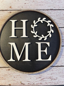Monochromatic 6 in HOME sign with stand