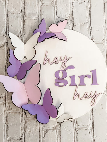 3D Butterfly Burst Round Sign