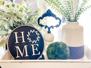 Monochromatic 6 in HOME sign with stand